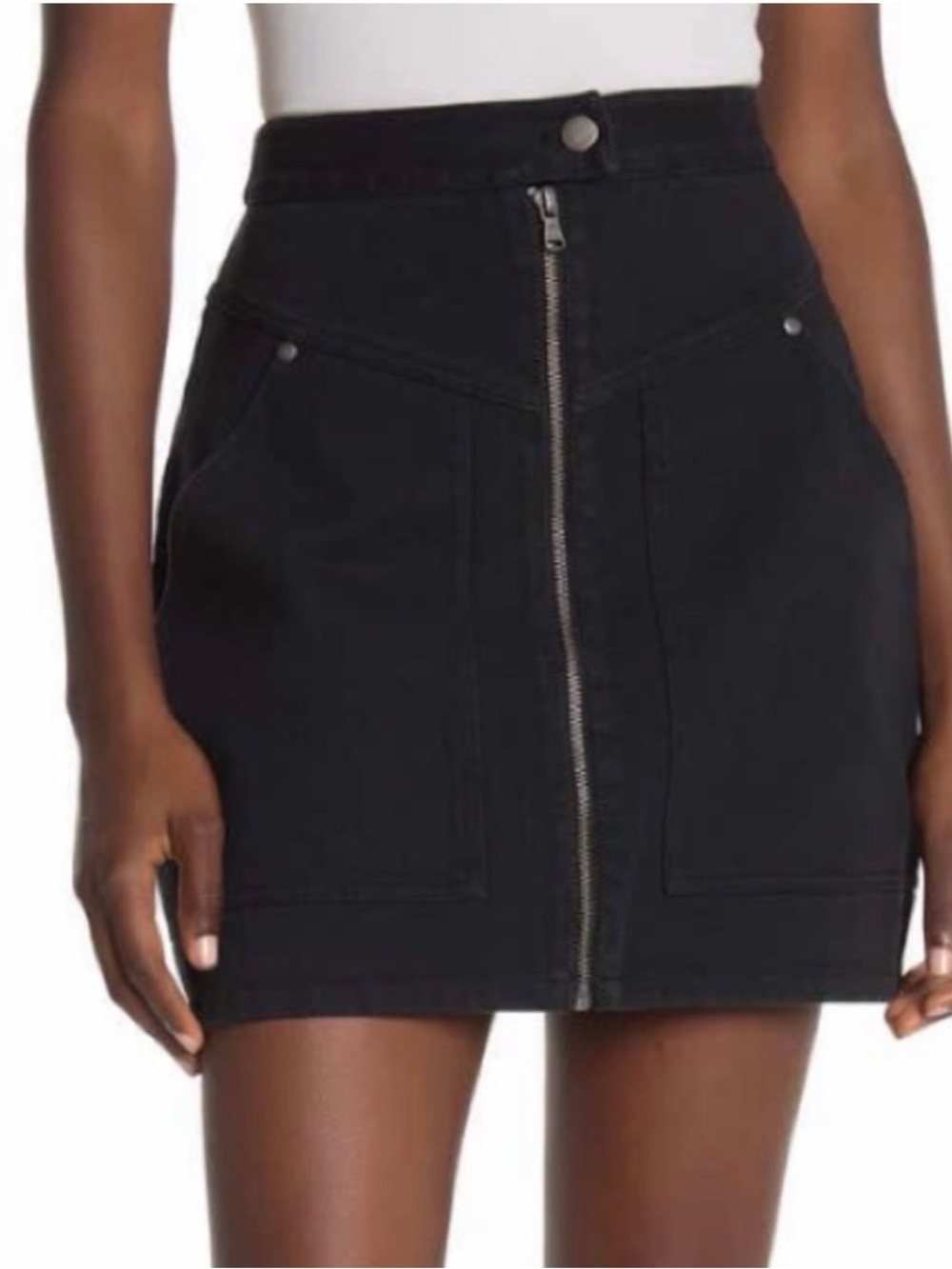 Rebecca Minkoff Black Front-Zip A-Line Skirt